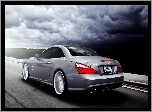 Mercedes, SL550, Droga, Ciemne, Chmury
