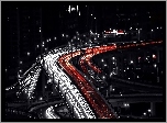 Miasto, Noc, Ulice, Smugi, Światła