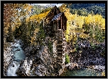 Stany Zjednoczone, Stan Kolorado, Jesień, Młyn Crystal Mill, Rzeka Crystal River, Skały