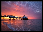 Molo, Eastbourne Pier, Kawiarnia, Restauracja, Morze, Zachód słońca, Eastbourne, Anglia