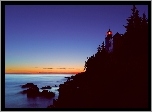 Latarnia Morska, Morze, Noc, Bass Harbor, Maine