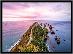 Morze, Latarnia morska, Nugget Point Lighthouse, Ścieżka, Skały, Otago, Nowa Zelandia