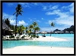 Morze, Plaża, Domki, Palmy, Bora Bora