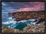 Morze, Wybrzeże, Skały, Chmury, Przylądek, Pointe du Raz, Bretania, Francja