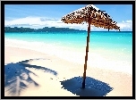 Morze, Fale, Plaża, Drewniany, Parasol
