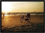 Morze, Plaża, Dzieci, Rower