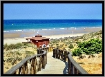 Morze, Plaża, Horyzont, Schody