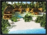 Morze, Plaża, Kompleks, Hotelowy, Malediwy