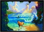 Koń, Morze, Plaża