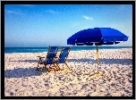 Morze, Plaża, Granatowe, Leżaki, Parasol, Wakacje