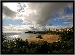 Morze, Plaża, Niebo, Chmury