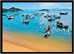 Morze, Plaża, Jachty, Łodzie, Góry