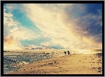 Morze, Brzeg, Plaża, Spacerowicze