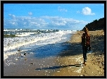 Morze, Lato, Plaża, Dziewczyna