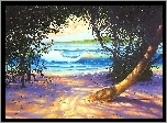 Morze, Plaża, Drzewa, Reprodukcje Obrazów