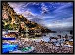 Morze, Łódki, Domy, Riomaggiore, Włochy