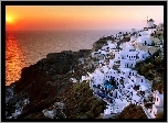 Morze, Zachód Słońca, Santorini, Grecja