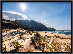 Morze, Wybrzeże, Promienie słońca, Wydmy, Plaża, Maghera Ardara Co Donegal, Hrabstwo Donegal, Irlandia