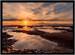 Morze, Zachód słońca, Plaża