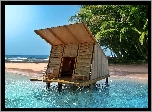 Tropiki, Morze, Plaża, Palmy, Domek, Na Wodzie
