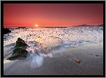 Morze, Plaża, Kamienie, Zachód, Słońca