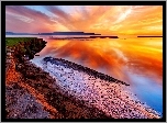 Morze, Plaża, Zachód, Słońca