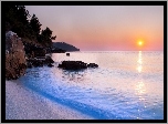 Morze, Plaża, Zachód, Słońca