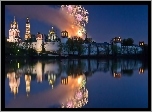 Moskwa, Rzeka, Świątynia, Noc