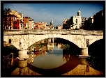 Most, Domy, Rzeka, Girona, Hiszpania