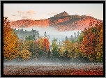 Mgła, Kolorowe, Drzewa, Lasy, Góry, White Mountains, Góra, Mount Chocorua, Jesień, Stan New Hampshire, Stany Zjednoczone