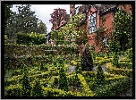 Murowany, Dom, Ogród, Hergest Croft Garden, Krzewy, Drzewa, Kington, Anglia