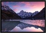 Nowa Zelandia, Park Narodowy Góry Cooka, Dolina Hooker, Góry, Jezioro, Hooker Lake, Chmury