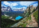Kanada, Kolumbia Brytyjska, Park Narodowy Yoho, Jezioro O Hara, Góry Canadian Rockies, Las, Chmury