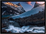 Park Narodowy Jotunheimen, Góry Jotunheimen, Rzeka, Zima, Norwegia