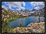 Park, Narodowy, Kings, Canyon, Góry, Jezioro, Świerki