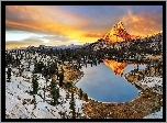 Stany Zjednoczone, Stan Kalifornia, Park Narodowy Yosemite, Góry, Lasy, Chmury, Jezioro