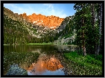 Stany Zjednoczone, Kolorado, Park Narodowy Gór Skalistych, Góry, Jezioro, Lake Nanita, Kamienie, Drzewa, Roślinność