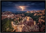 Stany Zjednoczone, Stan Utah, Park Narodowy Bryce Canyon, Kanion, Piorun, Burza, Skały