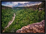 Stany Zjednoczone, Stan Alabama, Rezerwat Narodowy Little River Canyon, Rzeka, Drzewa, Skały