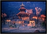 Nepal, Domy, Pole, Mgła