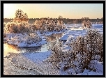 Rzeka, Śnieg, Drzewa