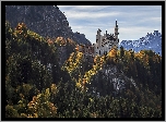 Niemcy, Neuschwanstein, Zamek, Jesień, Lasy, Góry