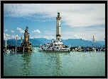 Niemcy, Lindau, Góry, Port, Jezioro Bodeńskie, Latarnia morska, New Lighthouse