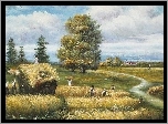 Obraz, Żniwa, Wieś