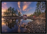 Norwegia, Ringerike, Jezioro Vaeleren, Dom, Drzewa