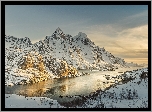 Norwegia, Zima, Góry, Fiord
