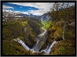 Norwegia, Góry, Rzeka, Wodospad Voringsfossen