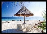 Ocean, Plaża, Parasol, Leżaki, Tropik