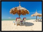 Ocean, Plaża, Parasole, Leżaki, Wakacje
