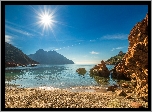Ocean, Skały, Piach, Blask